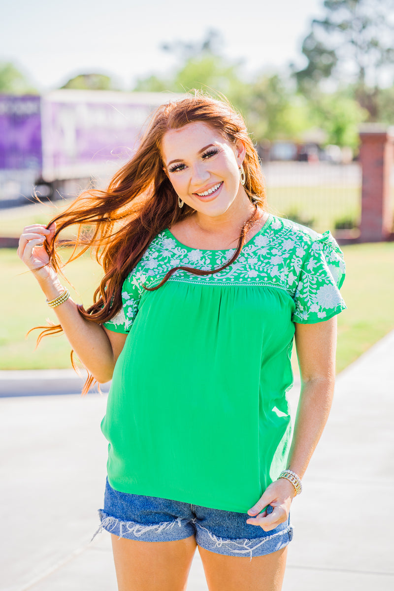 layerz clothing brenham top kelly green 