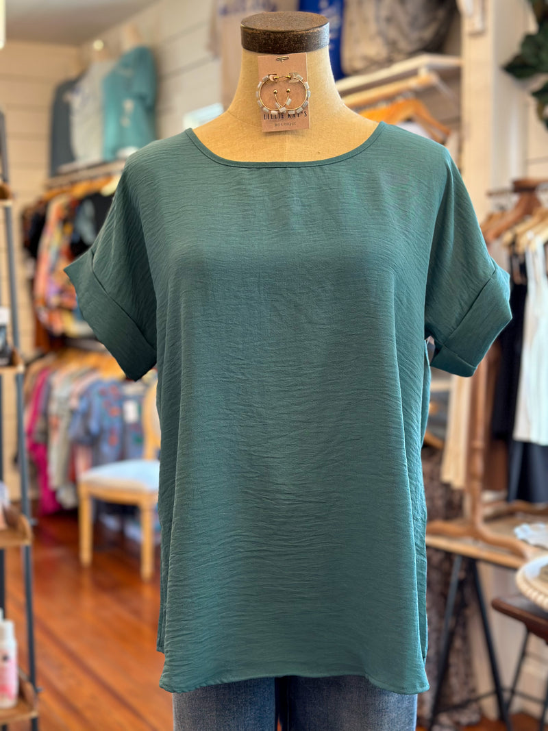 forest color basic polyester top