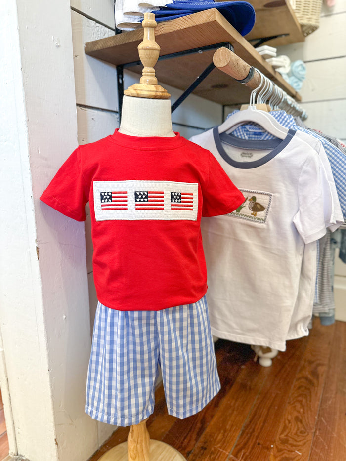 FLAG EMBOIRDERED TOP AND SHORT SET TODDLER SIZES 
