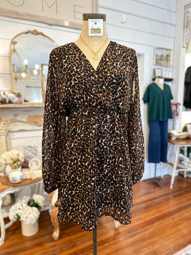 Leopard print dress on a mannequin in a store setting