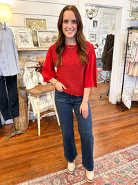 another love red crochet top