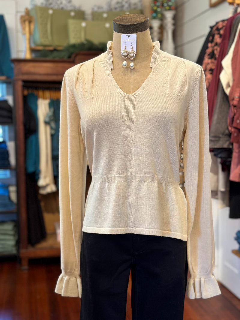cream sweater top v neck another  love