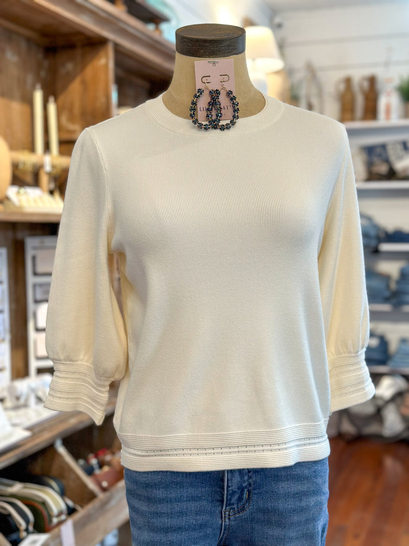 cream color 3/4 sleeve light weight sweater