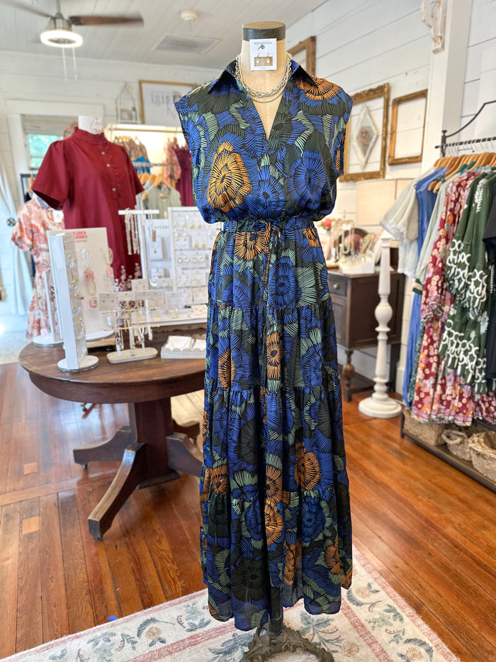 silky soft multi color print maxi dress