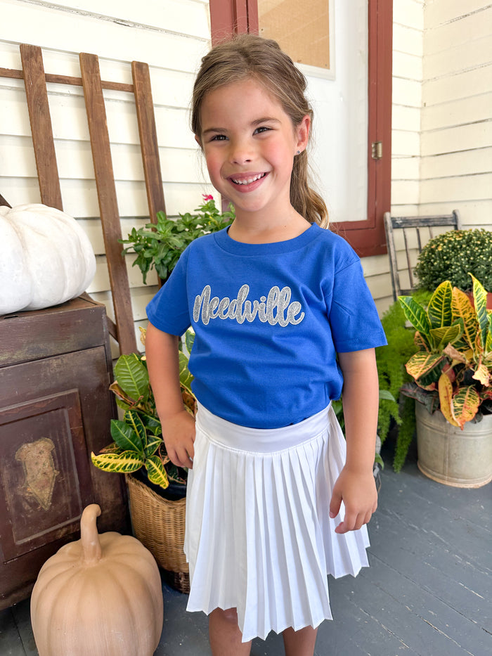 royal blue needville silver glitter tee