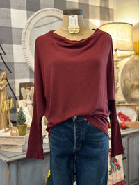 maroon dolman sleeve top