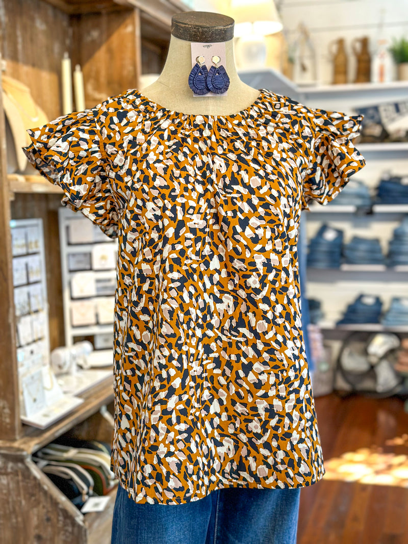 mud pie salma top printed fall colors 