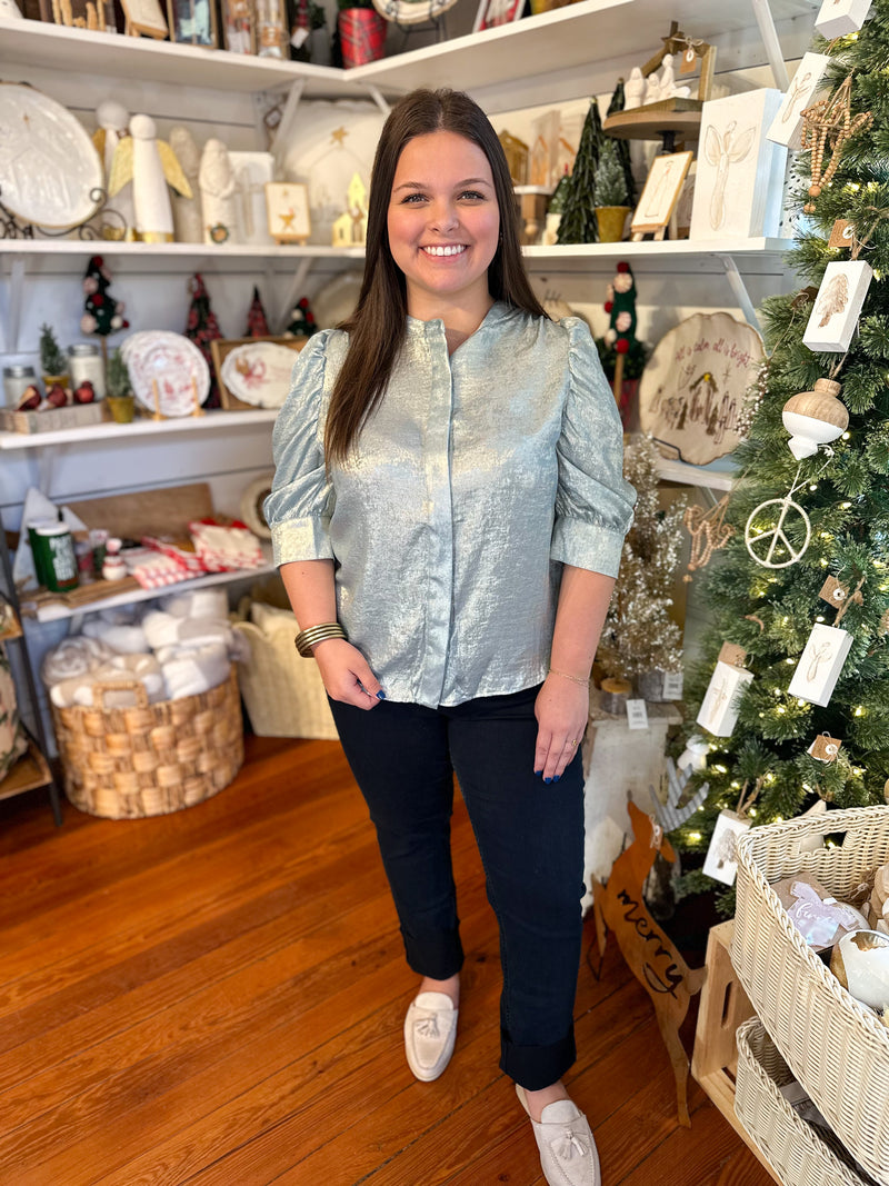 dear john blue rowan top with Blaire jeans 