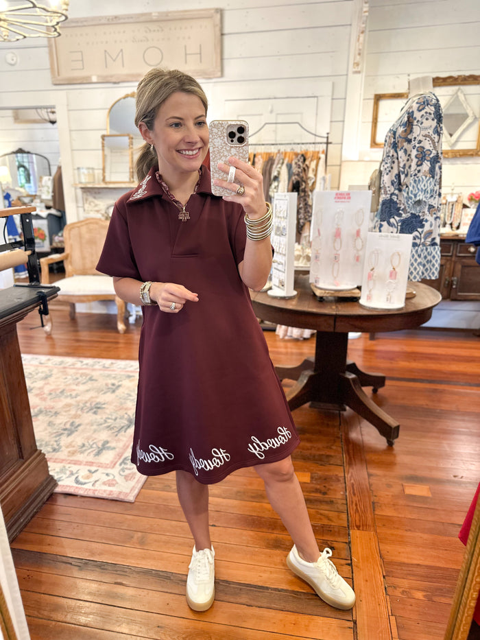 maroon howdy dress game day by layerz clothing 
