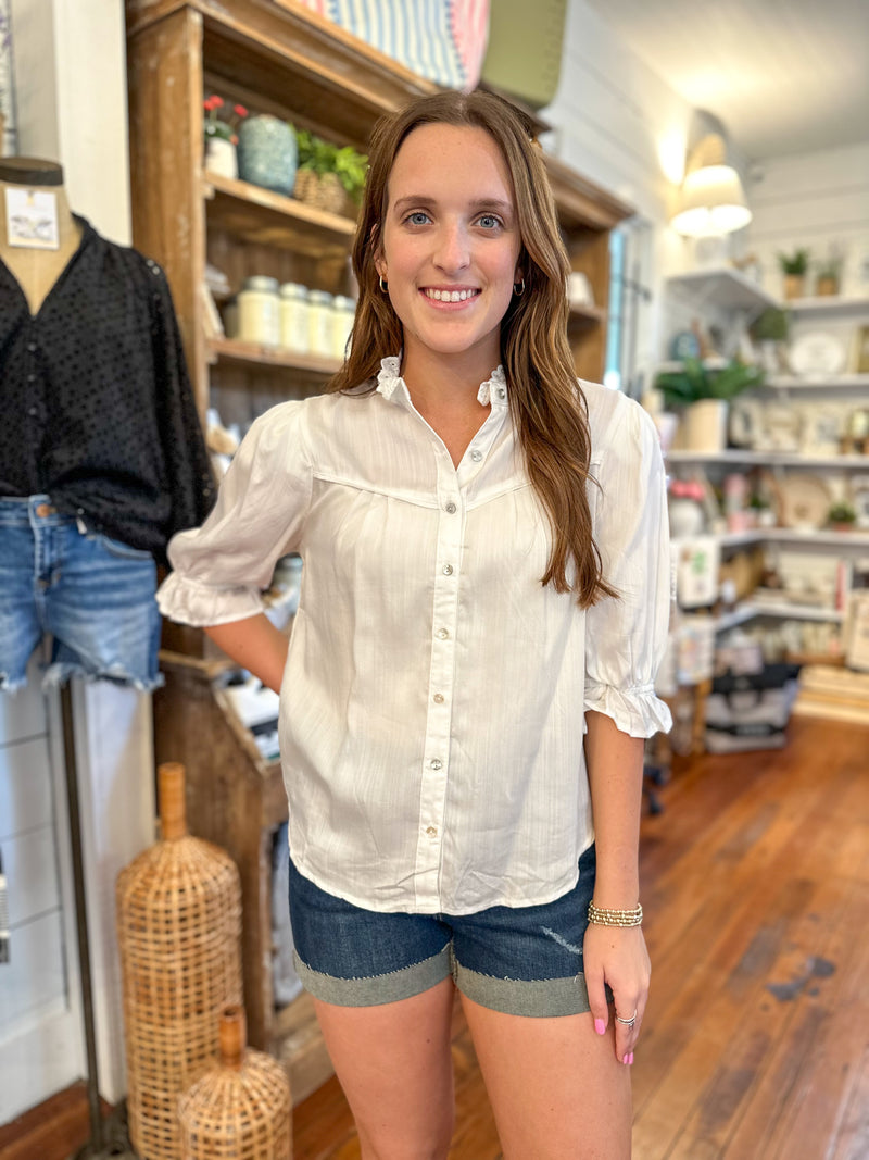dear  john white button down top janella 
