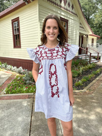grey white and maroon embroidered dress layerz clothing 
