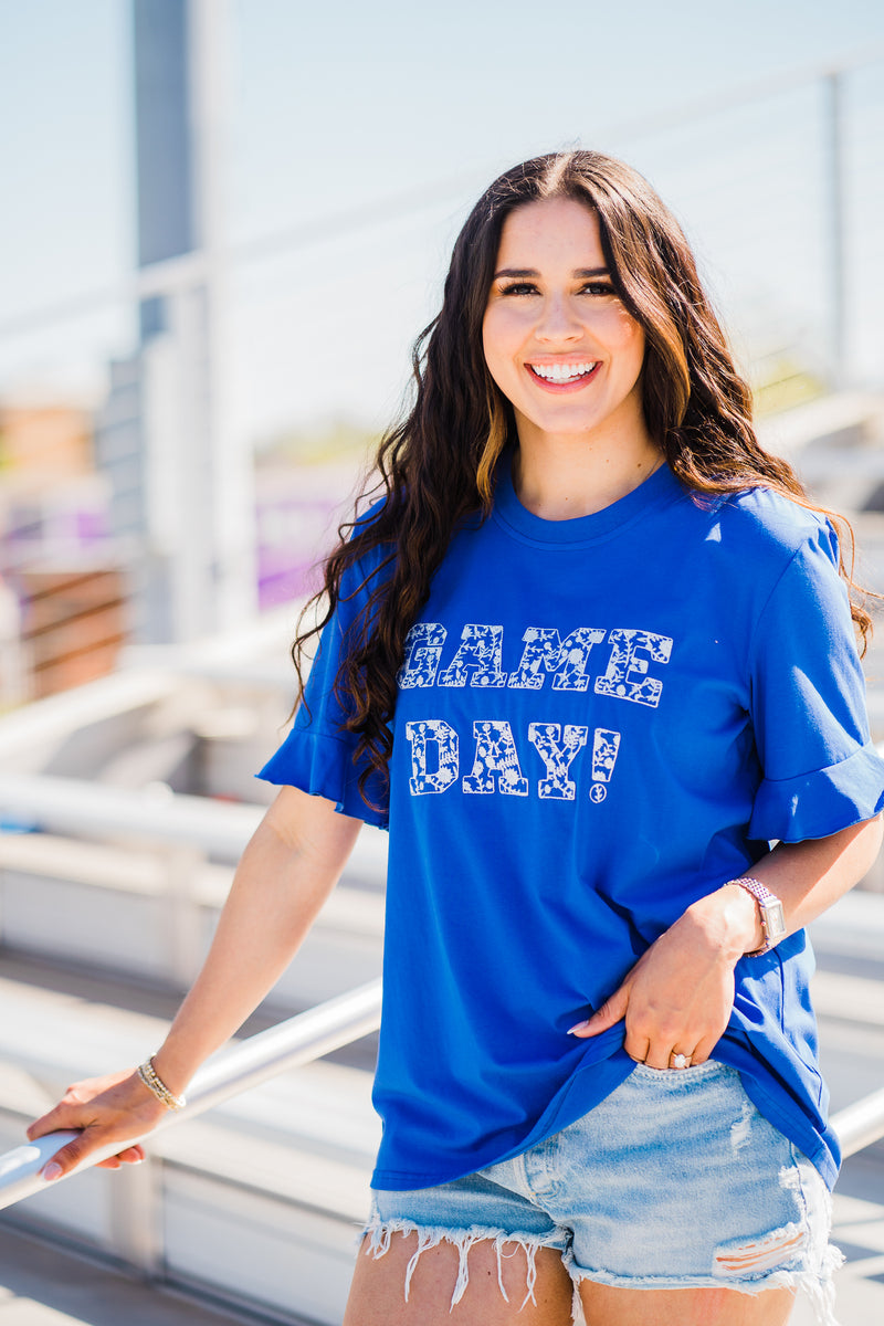 royal blue game day tee layerz clothing