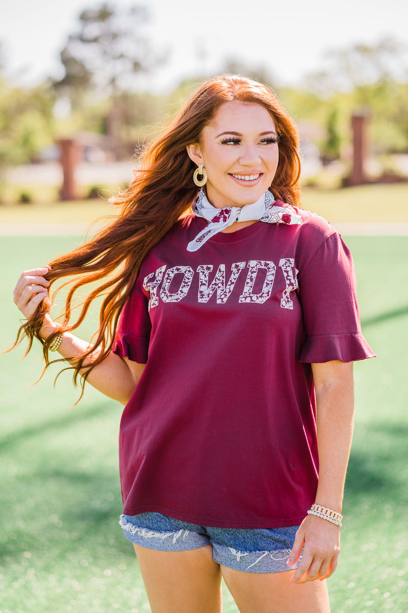 layerz clothing howdy tee ruffle sleeves