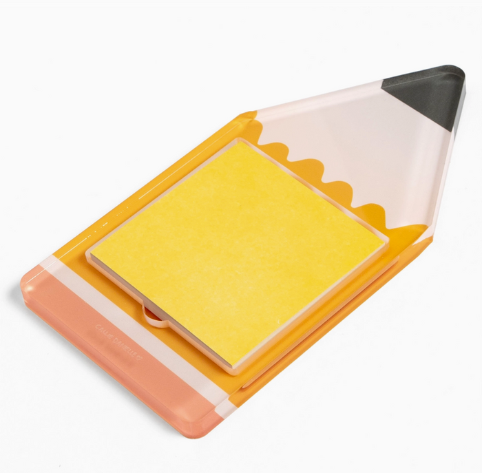 Colorful notepad with a pencil design on a white background
