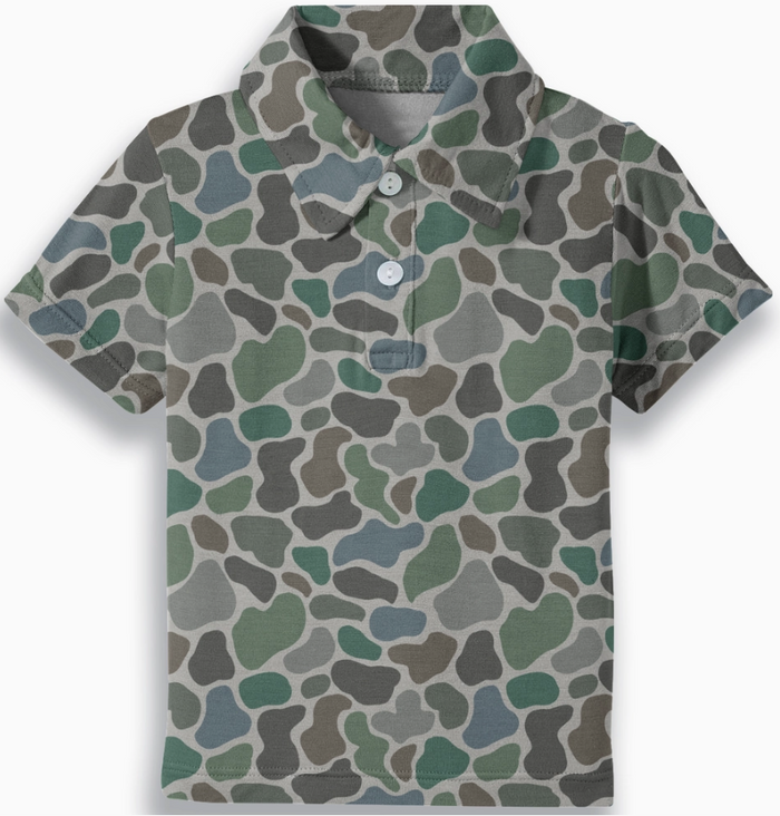 TODDLER BOY PEBBLE CAMO SHORT SLEEVE POLO 