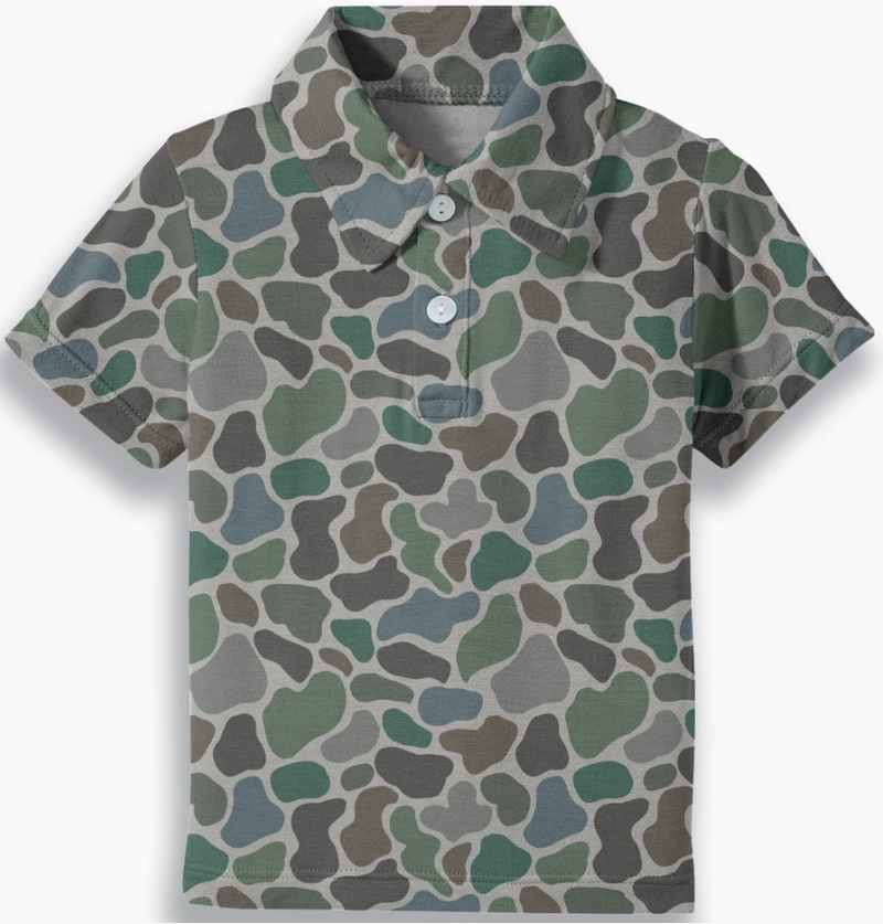 TODDLER BOY PEBBLE CAMO SHORT SLEEVE POLO 