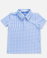Blue and white checkered polo shirt on a white background ruggedbutts
