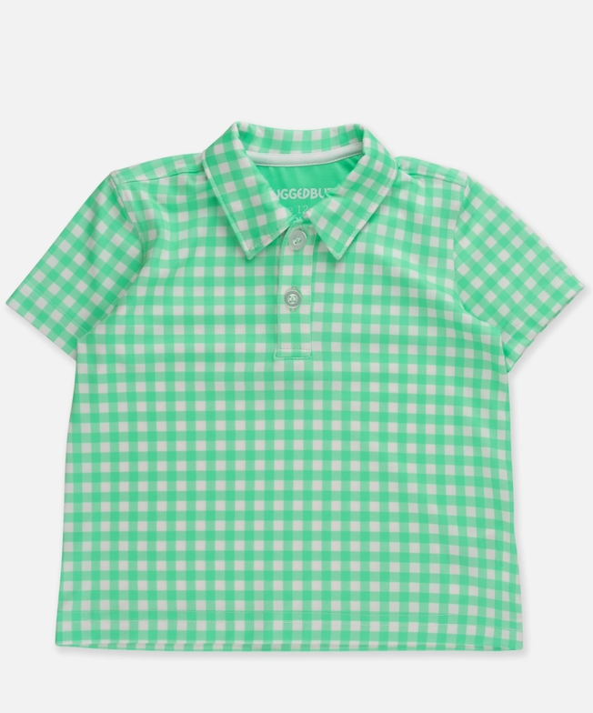 green and white gingham polo toddlers 
