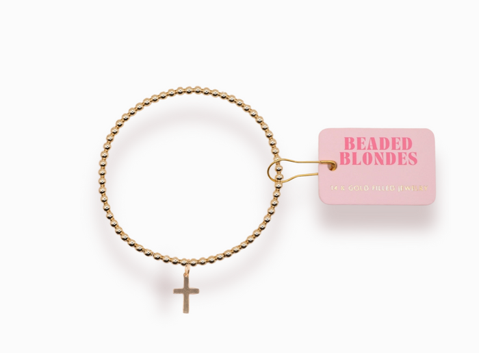 beaded blondes cross charm bracelet 