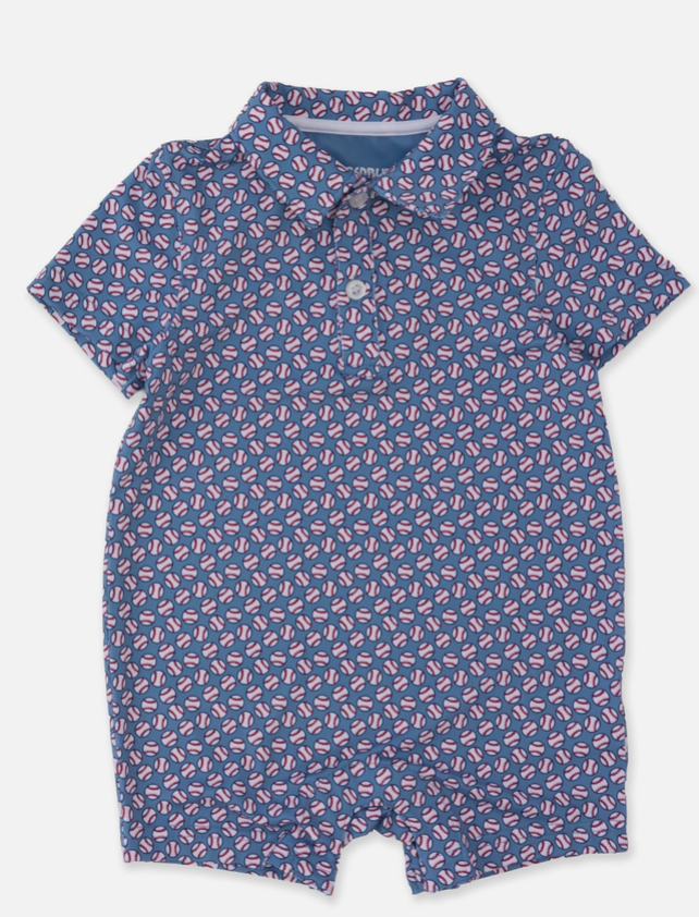 boy baseball romper rufflebutts 