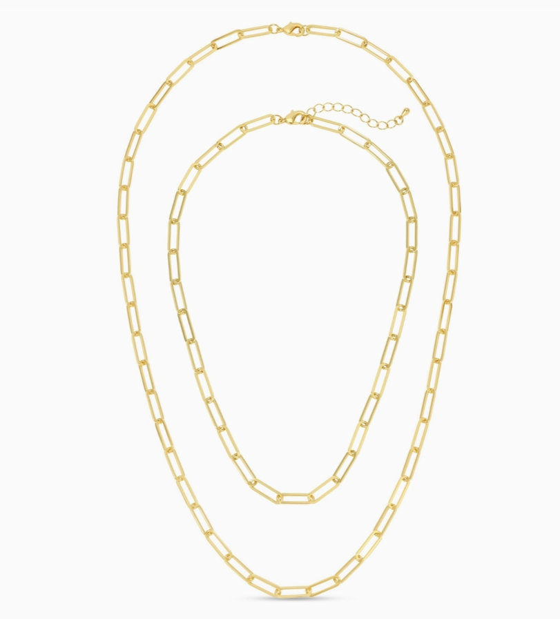 gold chain link necklace in 2 sizes 