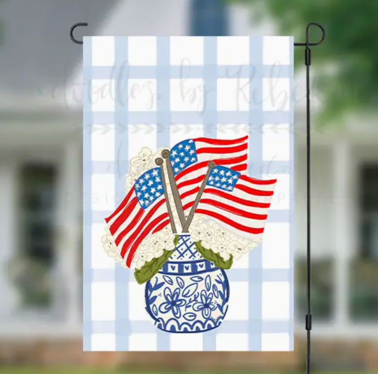 hydrangea and flag garden flag decor 