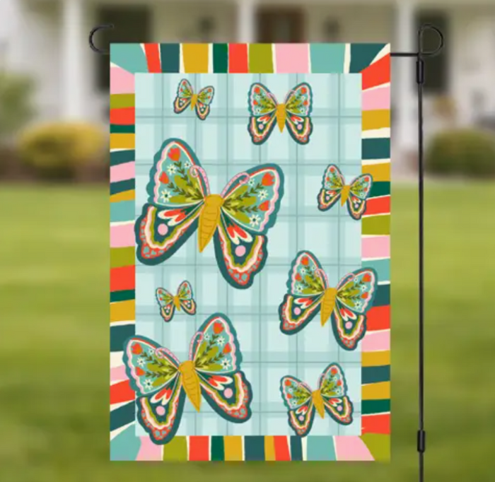butterfly garden flag 

