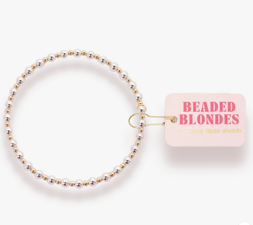 beaded blondes mini katy bracelet silver and gold 
