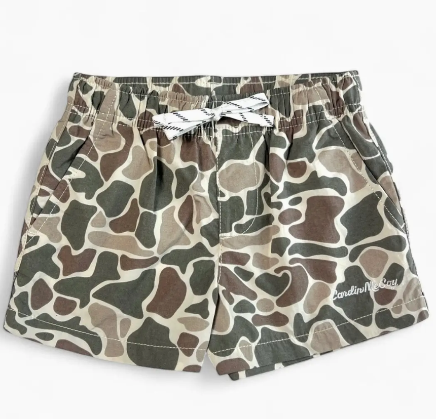 sand color camo shorts for little boys
