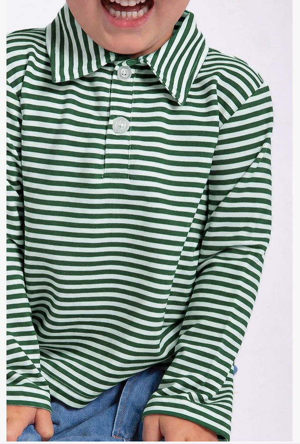 goosies green and white long sleeve polo shirt 
