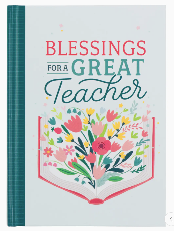 Book titled 'Blessings for a Great Teacher' with floral design on a white background