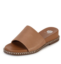 Brown sandal with a decorative sole on a white background yellowbox lewis 
