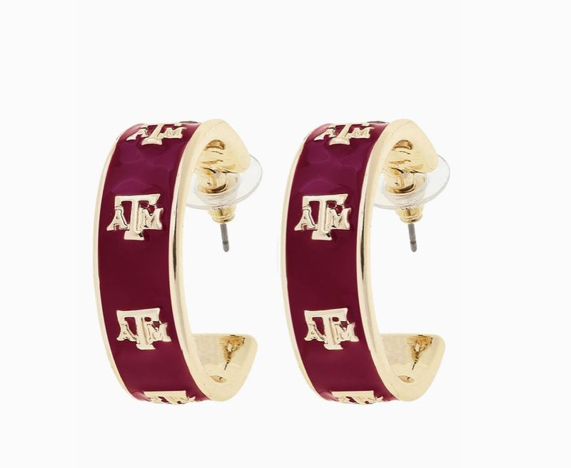 tamu maroon hoop earring texas aggies