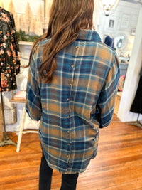 back detail plaid button down top 