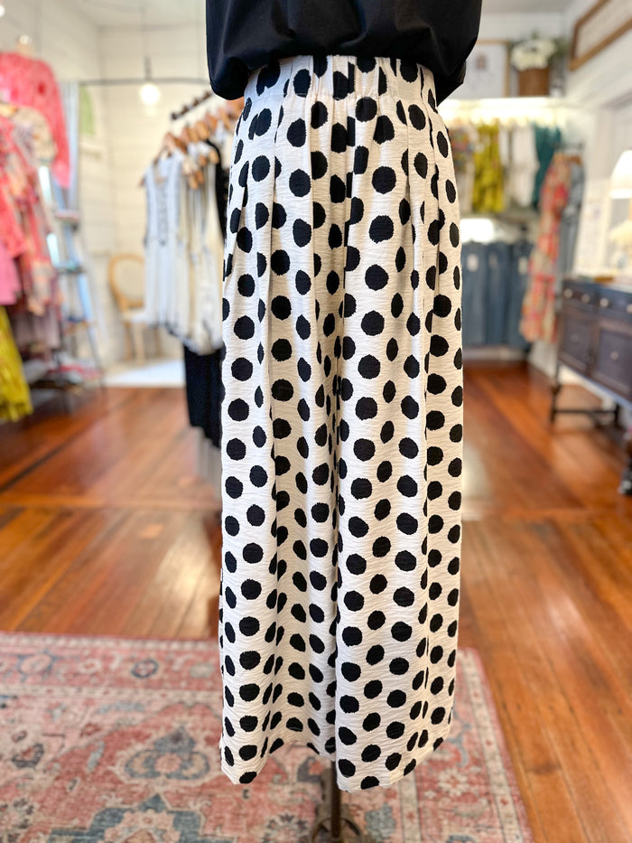 black and cream polka dot pants