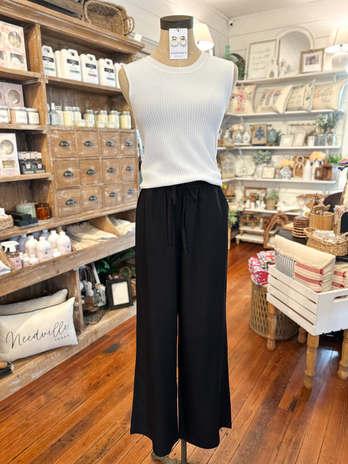 black wide leg relaxed fit pant 