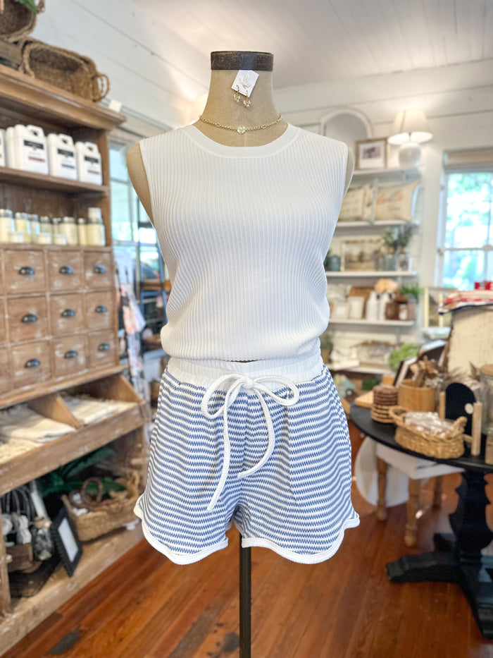 blue and white comfy shorts  from umgee
