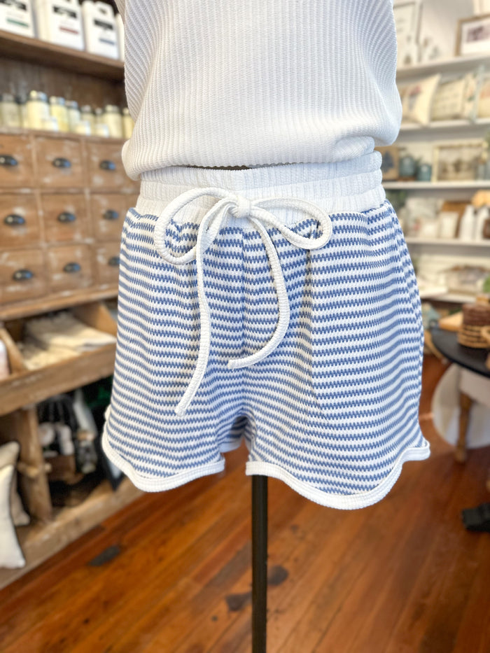 blue and white comfy shorts