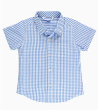 ruggedbutts blue and white checkered button down shirt
