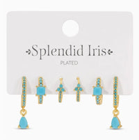 set of 3 blue earring splendid iris 