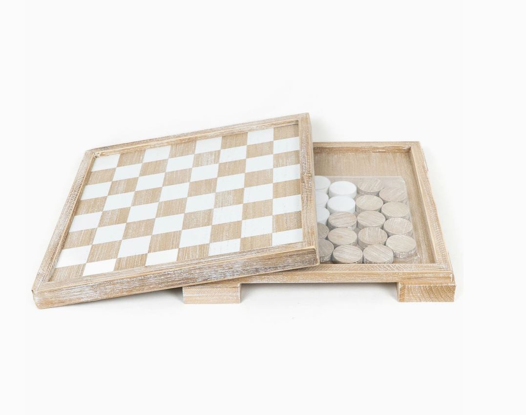 wood checker board with storage