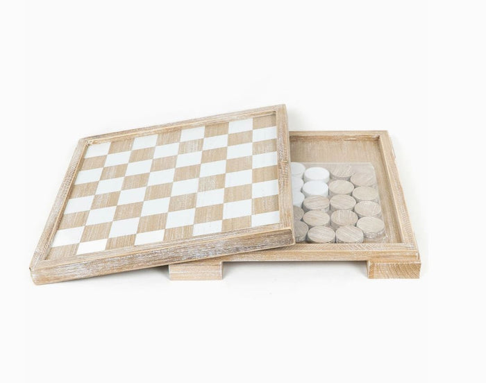 wood checker board with storage
