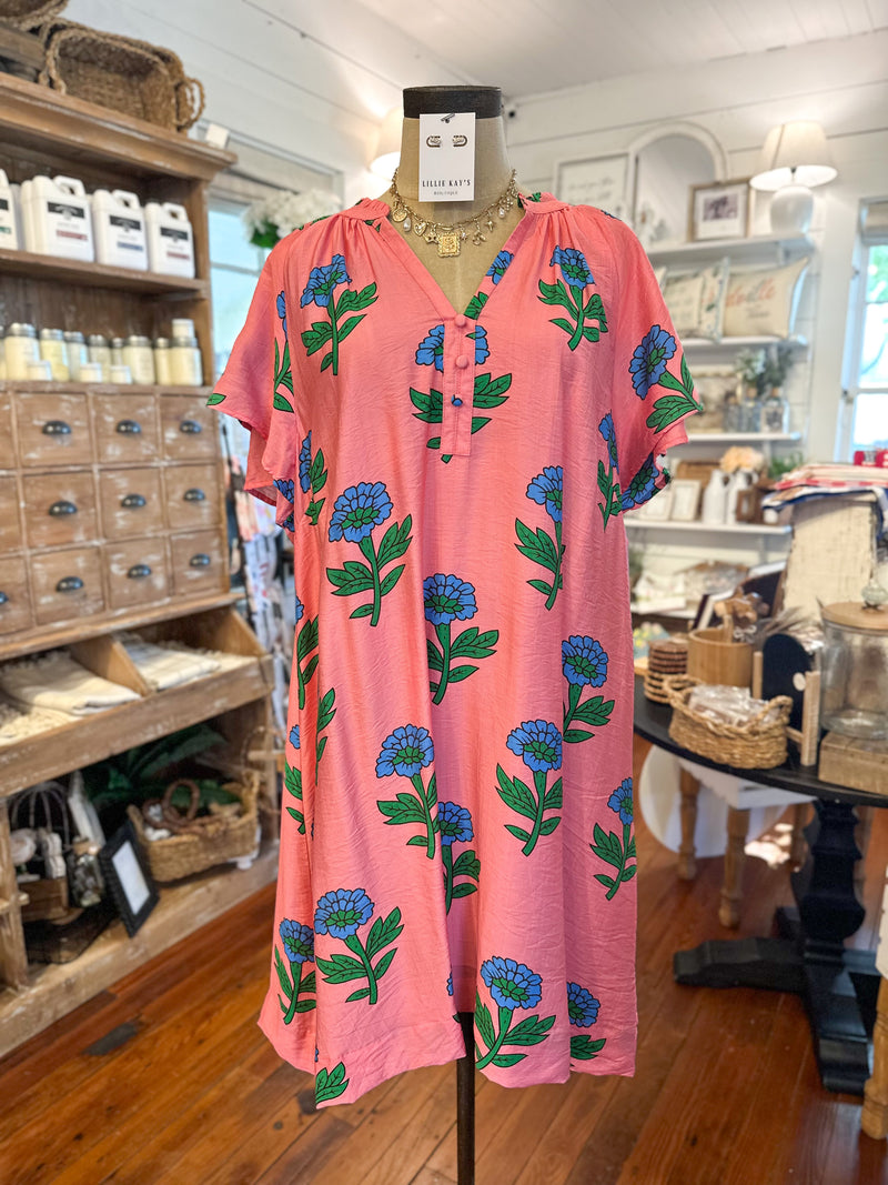 coral pink floral dress umgee plus size 