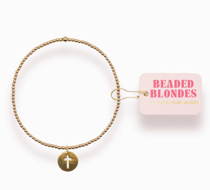 cross charm bracelet  beaded blondes 