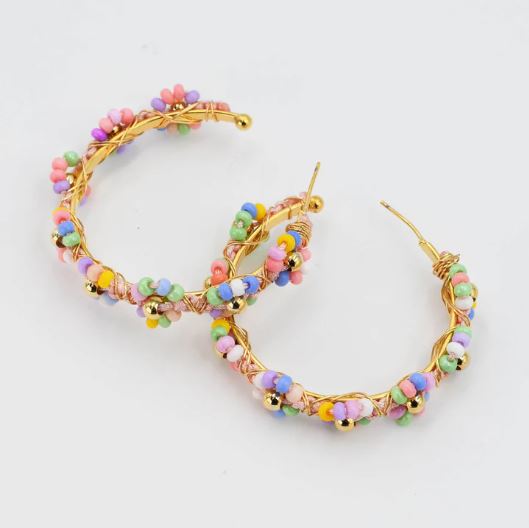 multi color beaded earring treasure jewels 