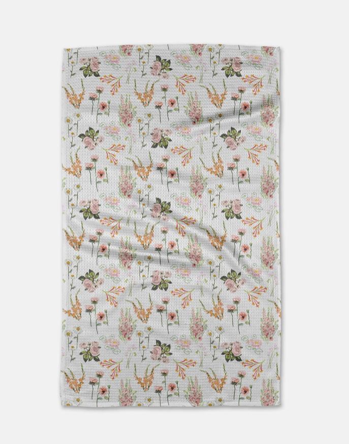 geometry delicate floral tea towel 
