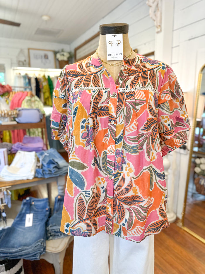 fate clothing colorful top button down 