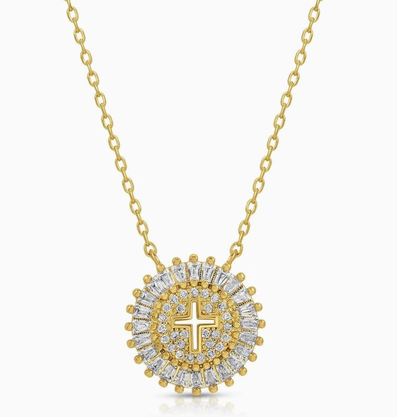 gold shimmer cross necklace 