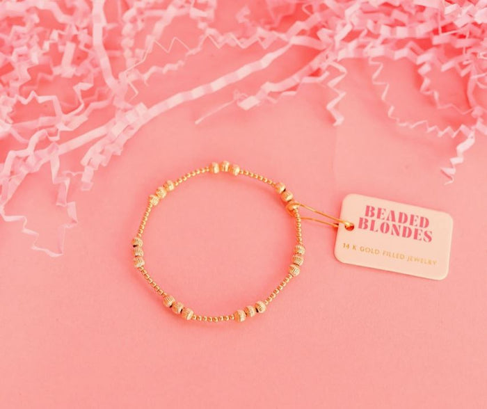 ily gold fluted bracelet beaded blondes 
