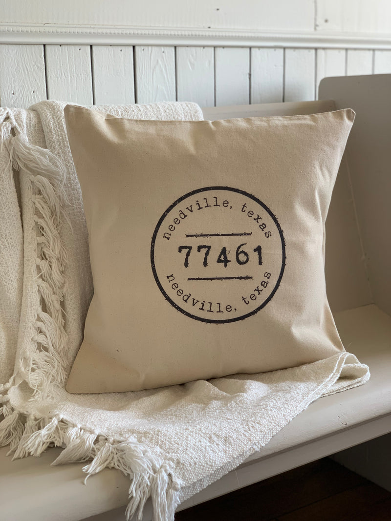 cream canvas material pillow with needville texas 77461